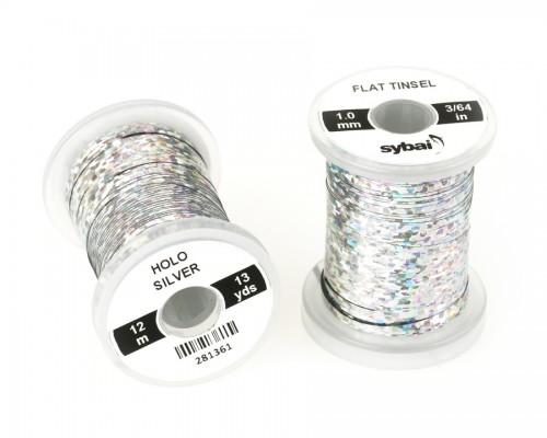Flat Tinsel, 1.0 mm, Holographic Silver